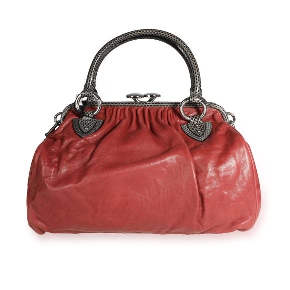 Marc Jacobs Red Leather & Gray Snakeskin Stam Bag - Picture 1 of 7